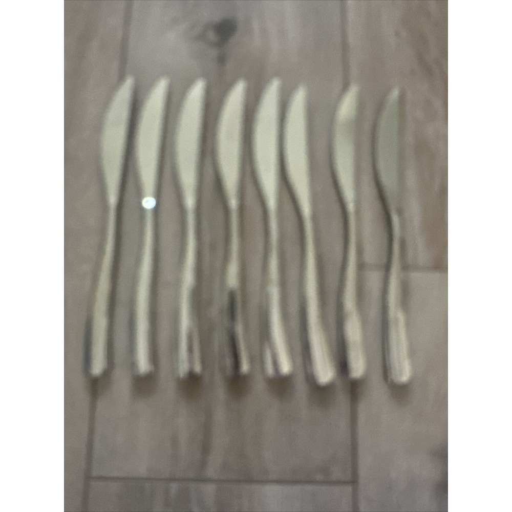 8 Oneida GRIFFITH Stainless Dinner Knives Flatware Wavy Handle